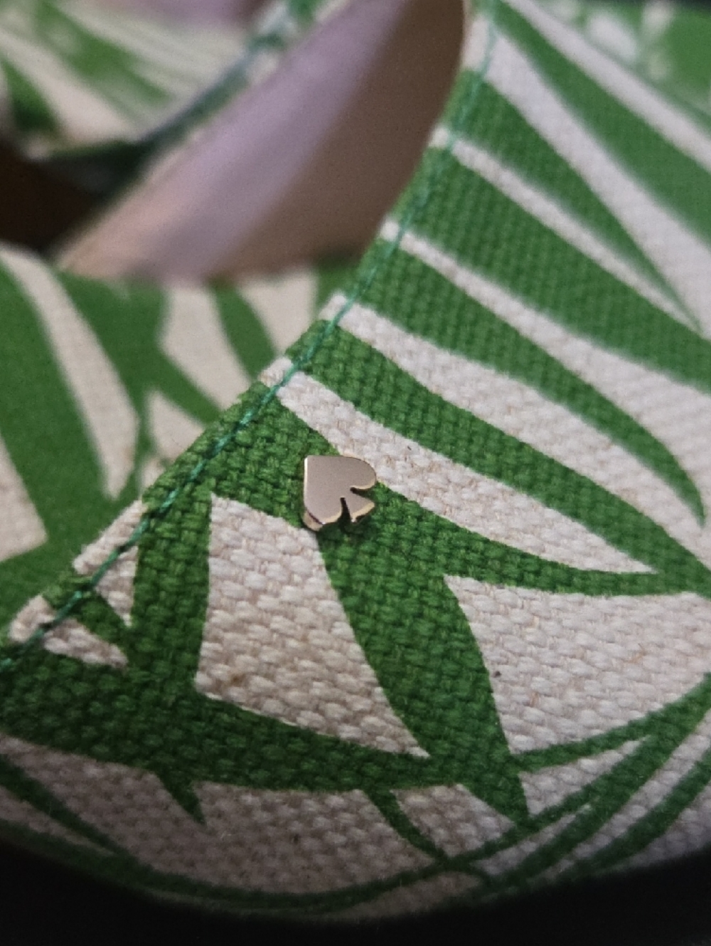kate spade Green and Cream Palm-Print Slide Mules - Picture 4 of 10